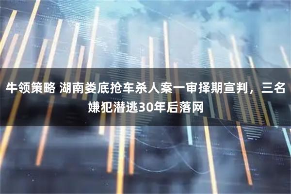 牛领策略 湖南娄底抢车杀人案一审择期宣判，三名嫌犯潜逃30年后落网