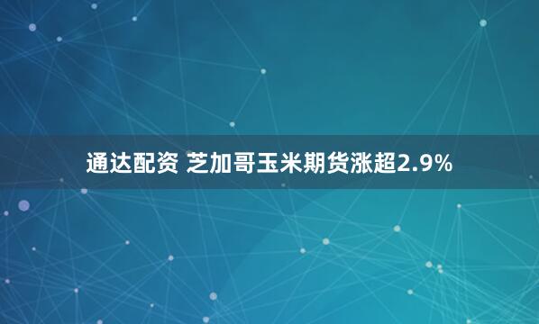通达配资 芝加哥玉米期货涨超2.9%